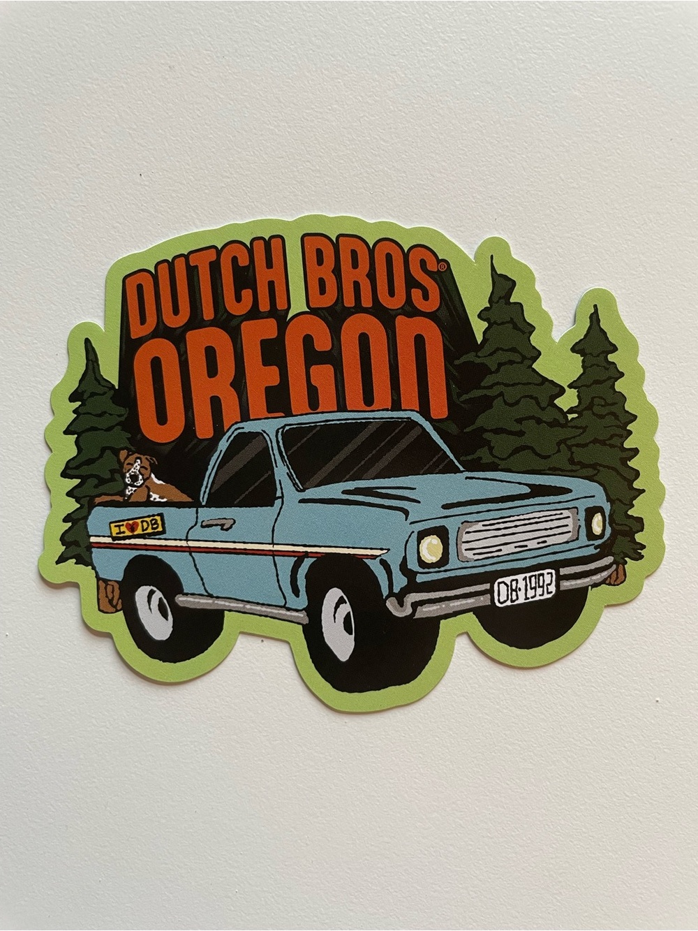 Dutch Bros Coffee Oregon - Blue Truck Forest Trees Collectible Sticker